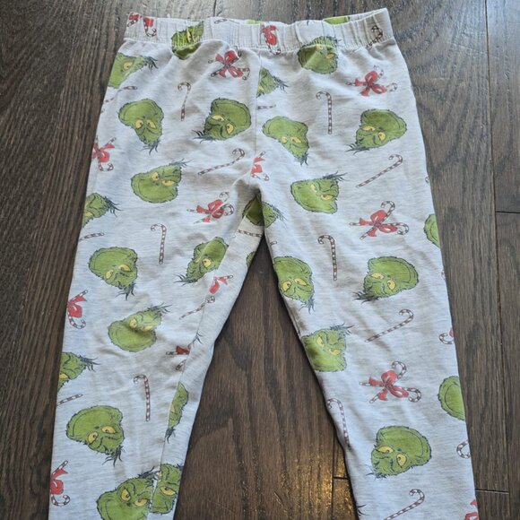 Vintage Girls Toddler THE GRINCH Christmas Holiday Grey Leggings Size 2/3 USED - Picture 3 of 3